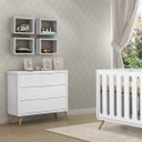 Ver imagem 4 de Cômoda de Bebê 3 Gavetas Old Clean Retrô Planet Baby