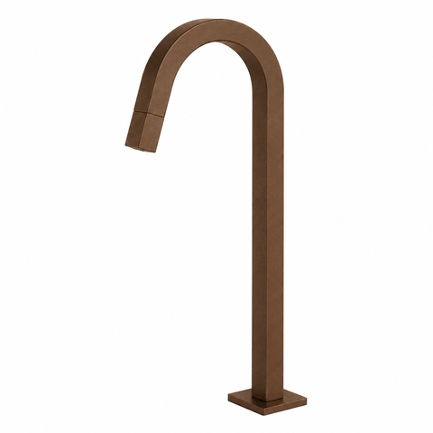 Torneira de Mesa para Banheiro Bica Alta Quadrada Corten