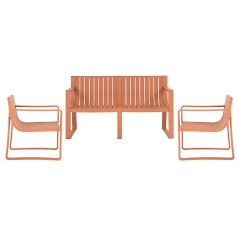 Conjunto 2 Poltronas e 1 Sofá 2 Lugares Área Externa Verte Eco Rivatti Polipropileno Pêssego