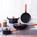 Ver imagem 1 de Jogo de Panelas Antiaderente Cerâmica Cucina Preto 7 Peças