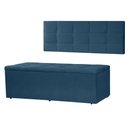 Ver imagem 1 de Kit Cabeceira Painel e Calçadeira Baú Casal Queen 1,60m Roma Suede Azul Marinho Dal Poz Estofados