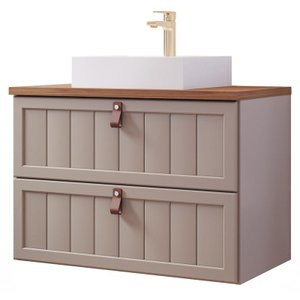 Gabinete de Banheiro Sense com Cuba 80cm Cappuccino/freijo - Mgm