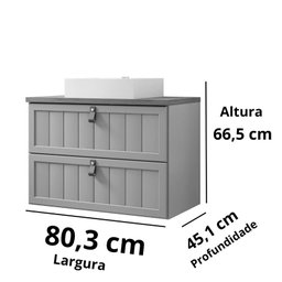 Gabinete de Banheiro Sense com Cuba 80cm Cappuccino/freijo - Mgm - 3