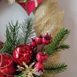 Guirlanda Clássica Tecido Glitterinado Dourado 40cm - 5