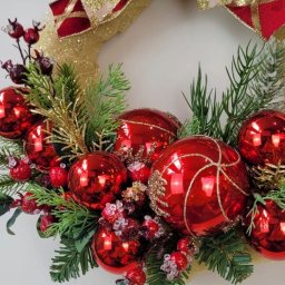 Guirlanda Clássica Tecido Glitterinado Dourado 40cm - 4