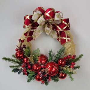 Guirlanda Clássica Tecido Glitterinado Dourado 40cm