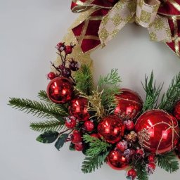 Guirlanda Clássica Tecido Glitterinado Dourado 40cm - 3