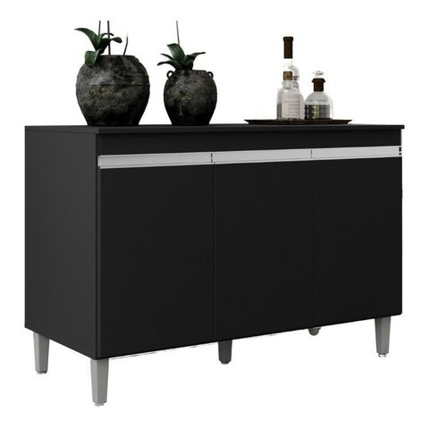 - Balcão Gabinete P/cozinha Manu 120cm Preto Ajl Móveis