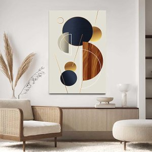 Quadro Decorativo para Sala Quarto Hall 90x60 Abstrato Geomêtrico em Canvas