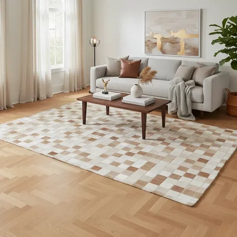 Tapete de Couro Quadriculado 2,00 X 1,50 M Bege