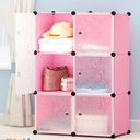 Ver imagem 2 de Guarda Roupa Modular Portatil Arara Organizador Cabideiro 6 Portas Brinquedos Praia Campo Rosa