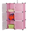 Ver imagem 4 de Guarda Roupa Modular Portatil Arara Organizador Cabideiro 6 Portas Brinquedos Praia Campo Rosa