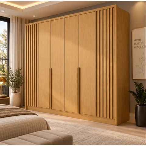 Roupeiro Bianchi Safira 6 Portas Naturale 100%MDF - Bianchi Móveis