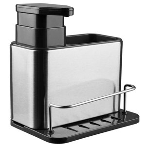 Dispenser Detergente Sabao Liquido 3 em 1 Aço Inox Porta Esponja Escorredor Bucha Cozinha Limpeza
