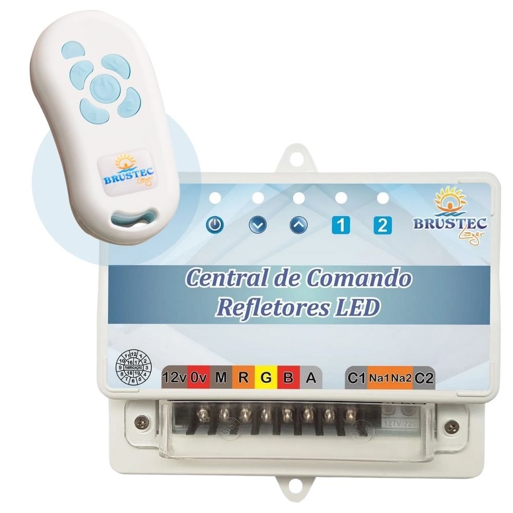 Central de Comando Luxo Rítmica para Iluminação de Piscina Led RGB Colorida com Controle Remoto - 1