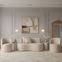 Ver imagem 1 de Conjunto Decorativo 02 Poltronas + Sofá Curvo Orgânico Nature Gaia Veludo Bege - Montanaris Decor