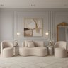 Conjunto Decorativo 02 Poltronas + Sofá Curvo Orgânico Nature Gaia Veludo Bege - Montanaris Decor - 1