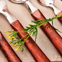 Ver imagem 4 de Faqueiro 24 Peças Simonaggio Mogno Elementos de Aço Inox com Estojo de Papelão