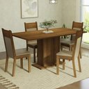 Ver imagem 1 de Conjunto Sala de Jantar Mesa Tampo de Madeira 4 Cadeiras Rustic/crema/bege Elisa Madesa