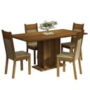 Ver imagem 2 de Conjunto Sala de Jantar Mesa Tampo de Madeira 4 Cadeiras Rustic/crema/bege Elisa Madesa