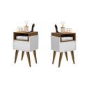 Ver imagem 1 de Kit 2 Mesas de Cabeceira Evora Pés Palito Branco / Nature - JM Casa dos Moveis