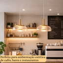 Ver imagem 3 de Lustre Pendente 22,5cm Vidro Âmbar Luz Indireta Redondo Luminária Teto Gimpo Kjdde-271-amb