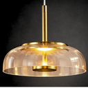 Ver imagem 1 de Lustre Pendente 22,5cm Vidro Âmbar Luz Indireta Redondo Luminária Teto Gimpo Kjdde-271-amb