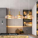 Ver imagem 2 de Lustre Pendente 22,5cm Vidro Âmbar Luz Indireta Redondo Luminária Teto Gimpo Kjdde-271-amb