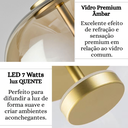 Ver imagem 7 de Lustre Pendente 22,5cm Vidro Âmbar Luz Indireta Redondo Luminária Teto Gimpo Kjdde-271-amb