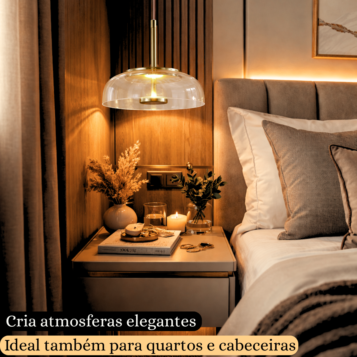 Ver imagem 4 de Lustre Pendente 22,5cm Vidro Âmbar Luz Indireta Redondo Luminária Teto Gimpo Kjdde-271-amb