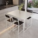 Ver imagem 1 de Conjunto Mesa de Jantar Retangular Branca 4 Cadeiras Estofado Riviera Industrial Branco Don Castro D