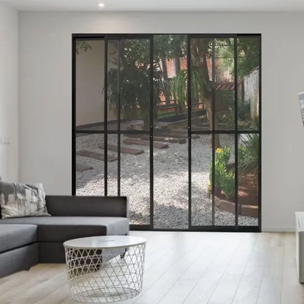 Porta de Alumínio de Correr 4 Folhas com Trinco Abertura Central 210x200cm Preto Allo Esquadrias - 2