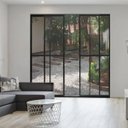 Ver imagem 2 de Porta de Alumínio de Correr 4 Folhas com Trinco Abertura Central 210x200cm Preto Allo Esquadrias