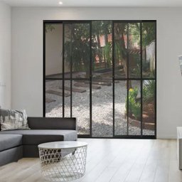 Porta de Alumínio de Correr 4 Folhas com Trinco Abertura Central 210x200cm Preto Allo Esquadrias - 2