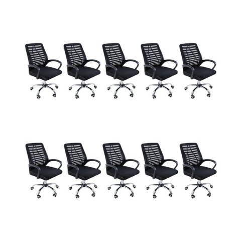 Cadeira de Escritório Oficial Esteirinha Mesh Ergonômica Giratória - Preto - 10