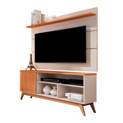 Rack com Painel Th Shop para TV 60 Polegadas MDP Off White Nature Germai Móveis