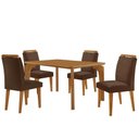 Ver imagem 2 de Mesa Liz 120 MDF Canto Copo e com 4 Cadeiras Athenas Veludo Marrom/Naturalle/Naturalle