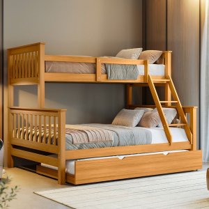 Treliche Casal Solteiro Madeira Maciça C/ Cama Aux Solteiro