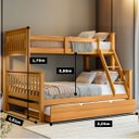 Ver imagem 3 de Treliche Casal Solteiro Madeira Maciça C/ Cama Aux Solteiro