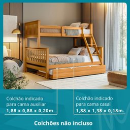 Treliche Casal Solteiro Madeira Maciça C/ Cama Aux Solteiro - 4