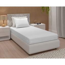 Capa Colchão Solteiro Branco com Ziper - 2