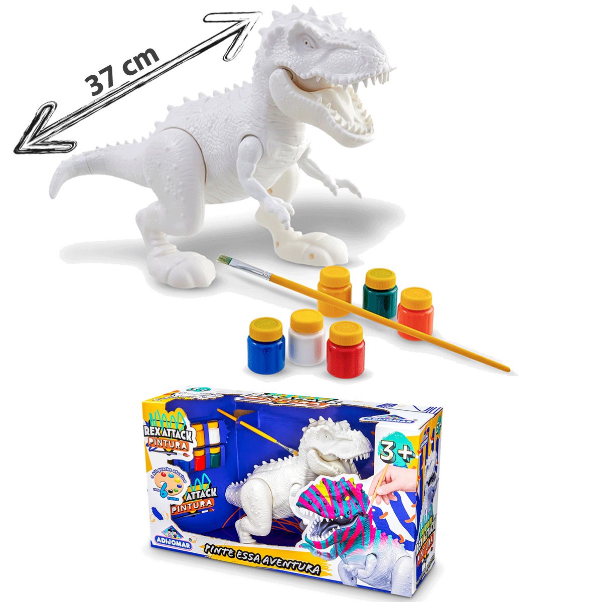 Brinquedo Educativo Dinossauro Rex Branco para Colorir - 1