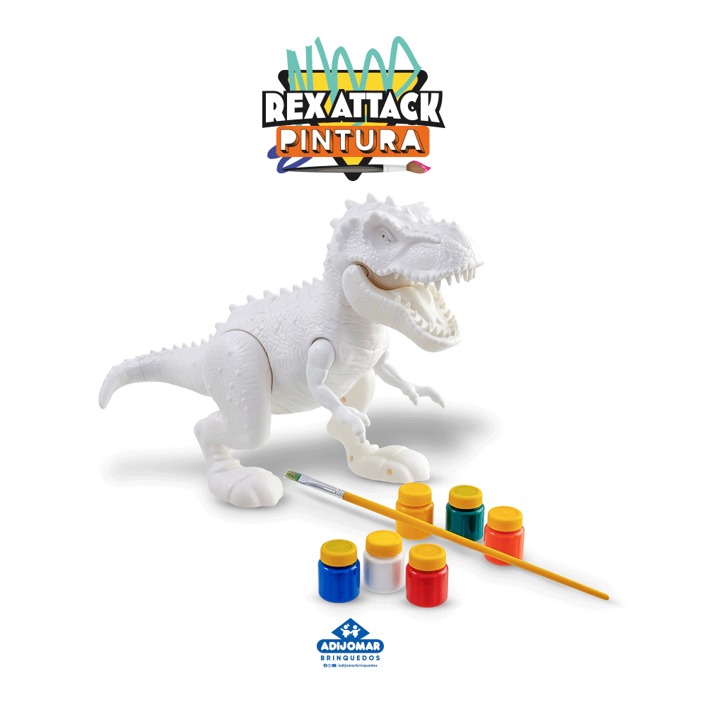 Brinquedo Educativo Dinossauro Rex Branco para Colorir - 3