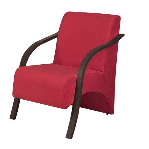Poltrona Vênus 1 Lugar Braço Madeira Dsalla Suede Vermelho