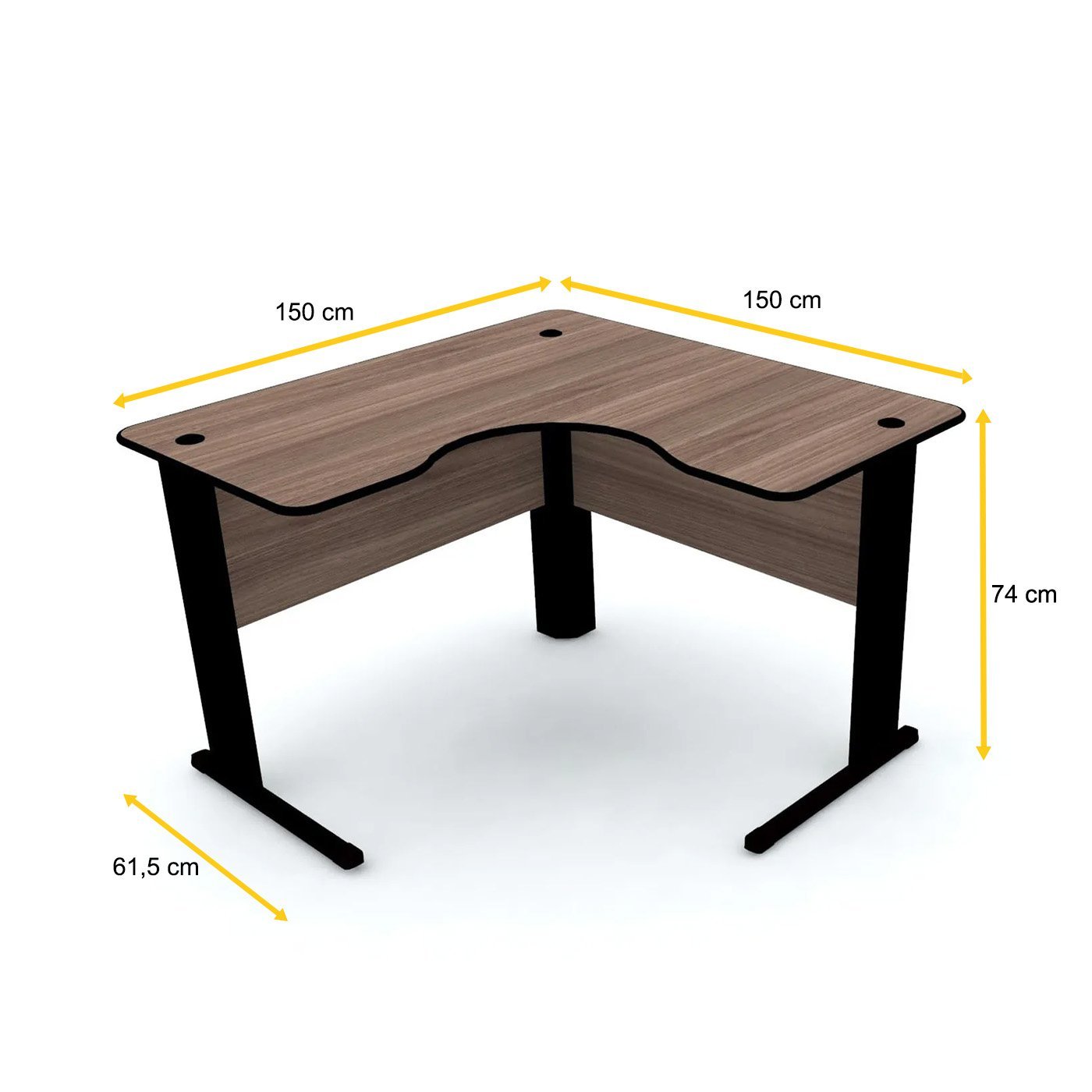 MESA EM L P/ ESCRITÓRIO 150X150 PANDIN MAXXI - WALNUT/PRETO ETP1515 - 2