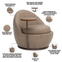 Ver imagem 3 de Kit 02 Poltrona Decorativa Giratória Yumi com Mesa Lateral Esquerda C06 Couríssimo Bege A-396 - Lyam