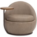 Ver imagem 2 de Kit 02 Poltrona Decorativa Giratória Yumi com Mesa Lateral Esquerda C06 Couríssimo Bege A-396 - Lyam