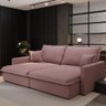 Sofá-cama Sem Caixa Retrátil 4 Lugares Suede Rosa Claro - 1