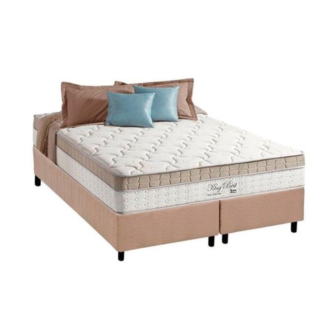 Cama Box Queen: Colchão Molas Anjos Superlastic King Best + Base CRC Suede Clean(158x198)