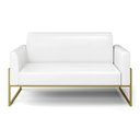 Ver imagem 3 de Sofá Namoradeira Base Industrial Alta Dourado Marisa Corano Branco D03 - D’Rossi